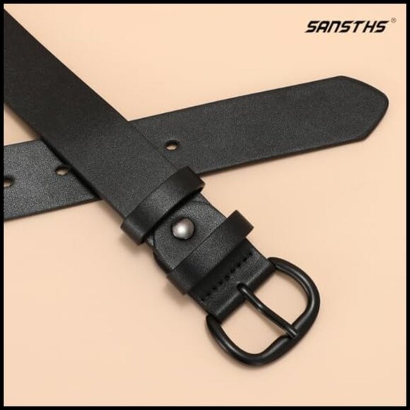 PU Leather Belt with Buckle for Jeans Pants Dresses